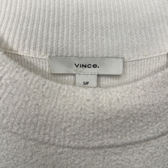 Vince Cotton Blend Bouclé Sweater Terry White Ivory Size Small - Picture 4 of 8